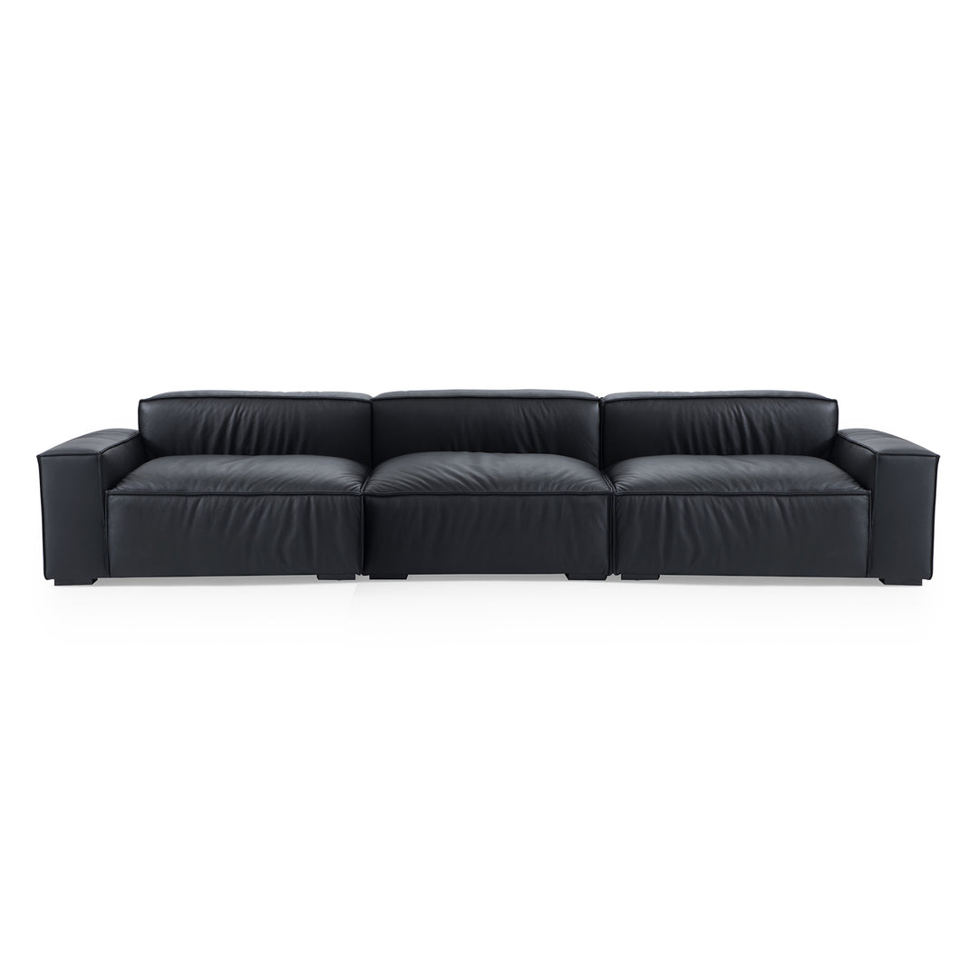 Luxury Minimalist Black Leather Sofa