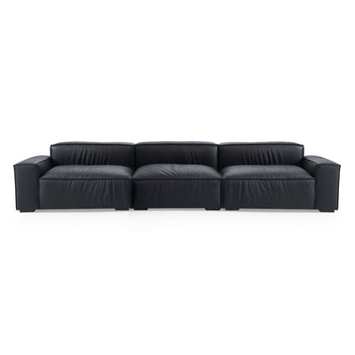 Luxury Minimalist Black Leather Sofa-hidden