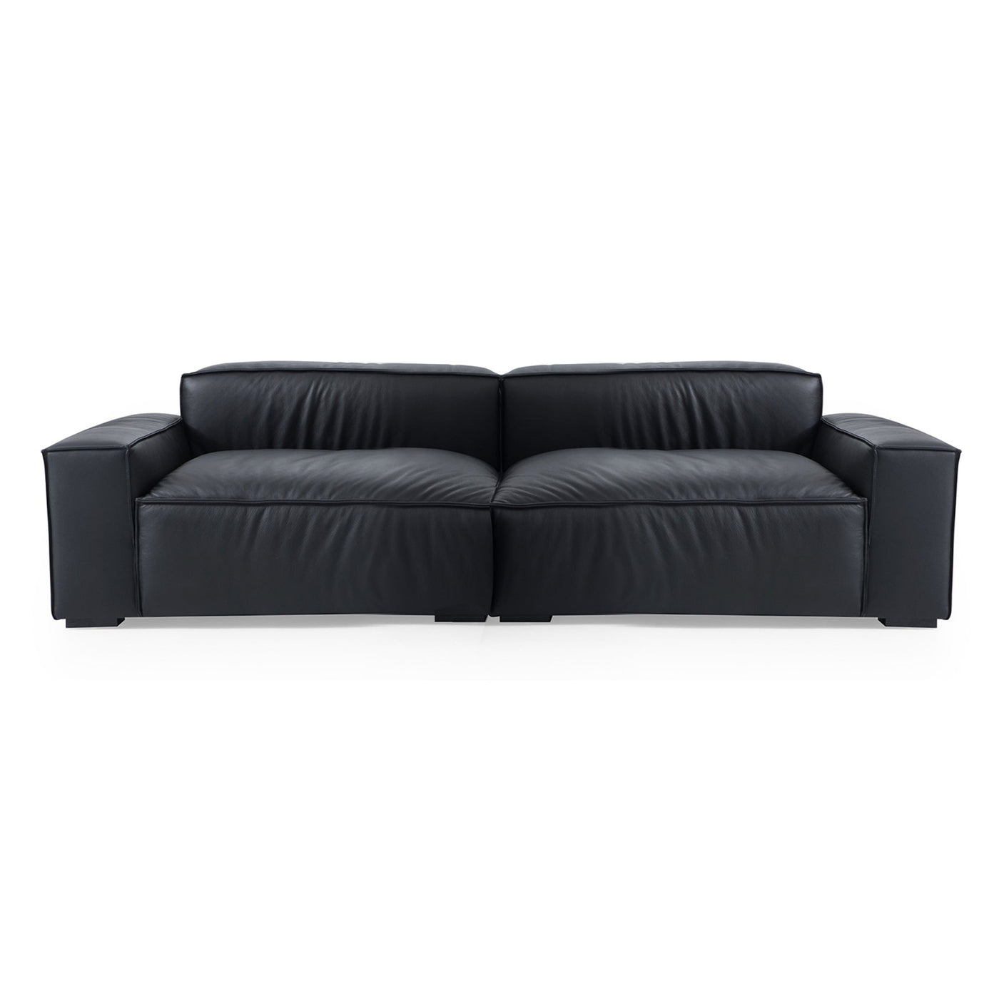 Luxury Minimalist Black Leather Sofa-Black