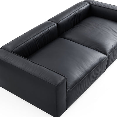 Luxury Minimalist Dark Brown Leather Daybed Sofa-Black