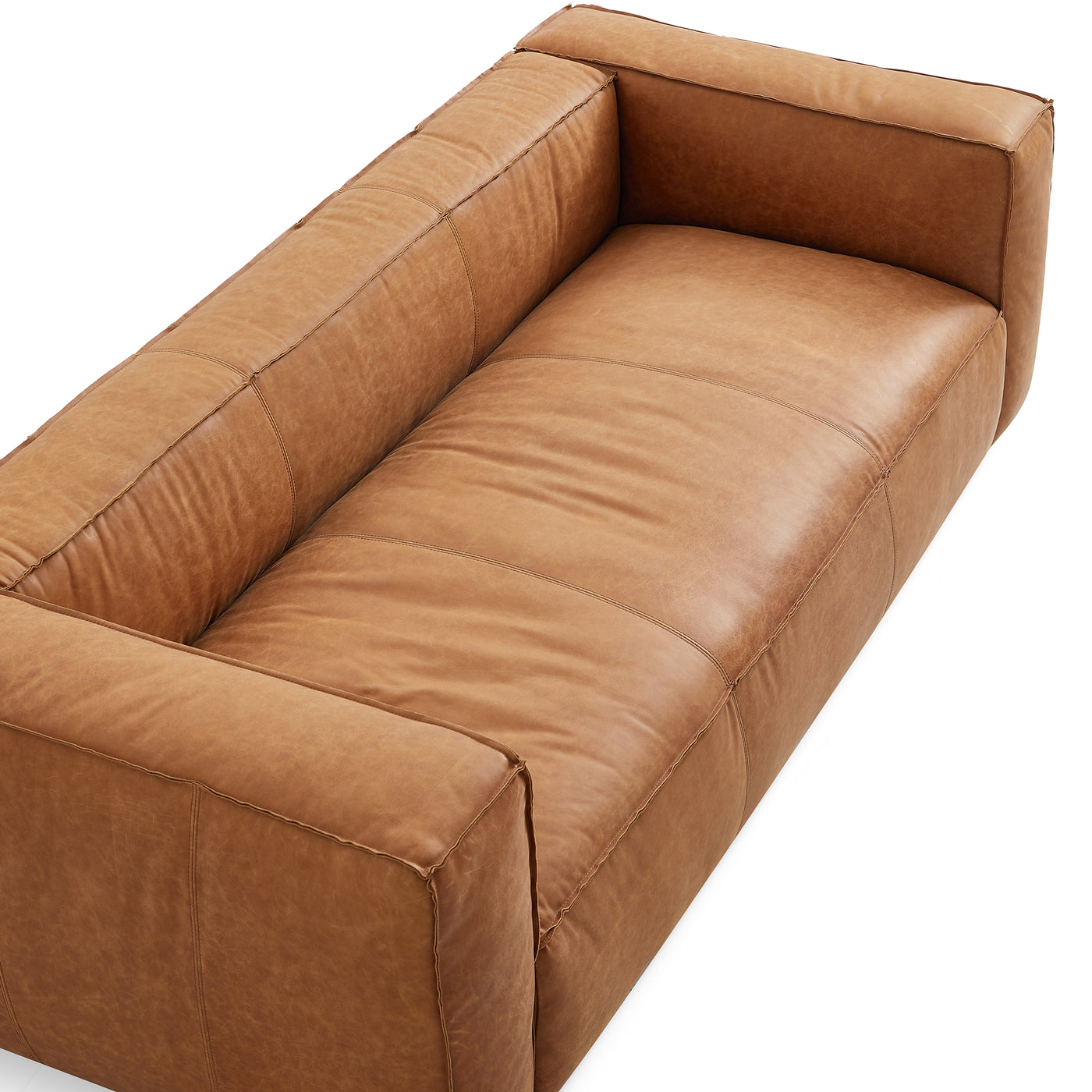 Rusty Tan Genuine Leather Tuxedo Sofa-Tan
