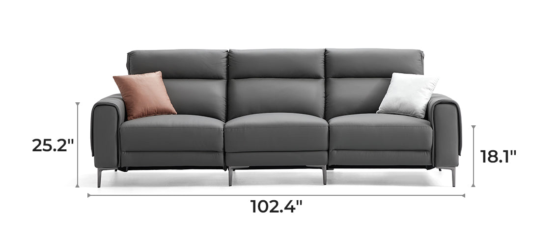 Louis Gray Leather Power Recliner Sleeper Sofa