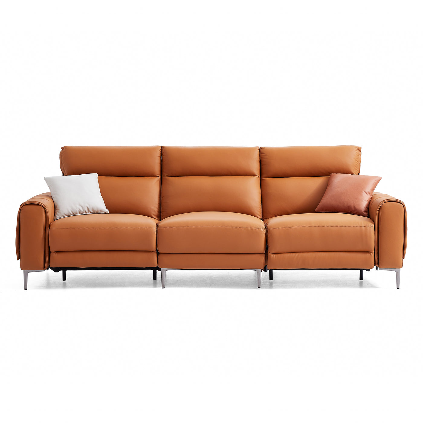 Louis Leather Power Recliner Sofa-Orange