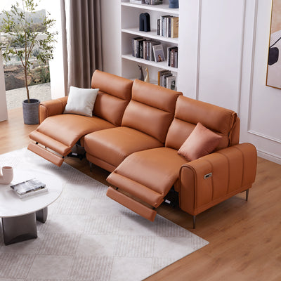 Louis Leather Power Recliner Sofa-Orange