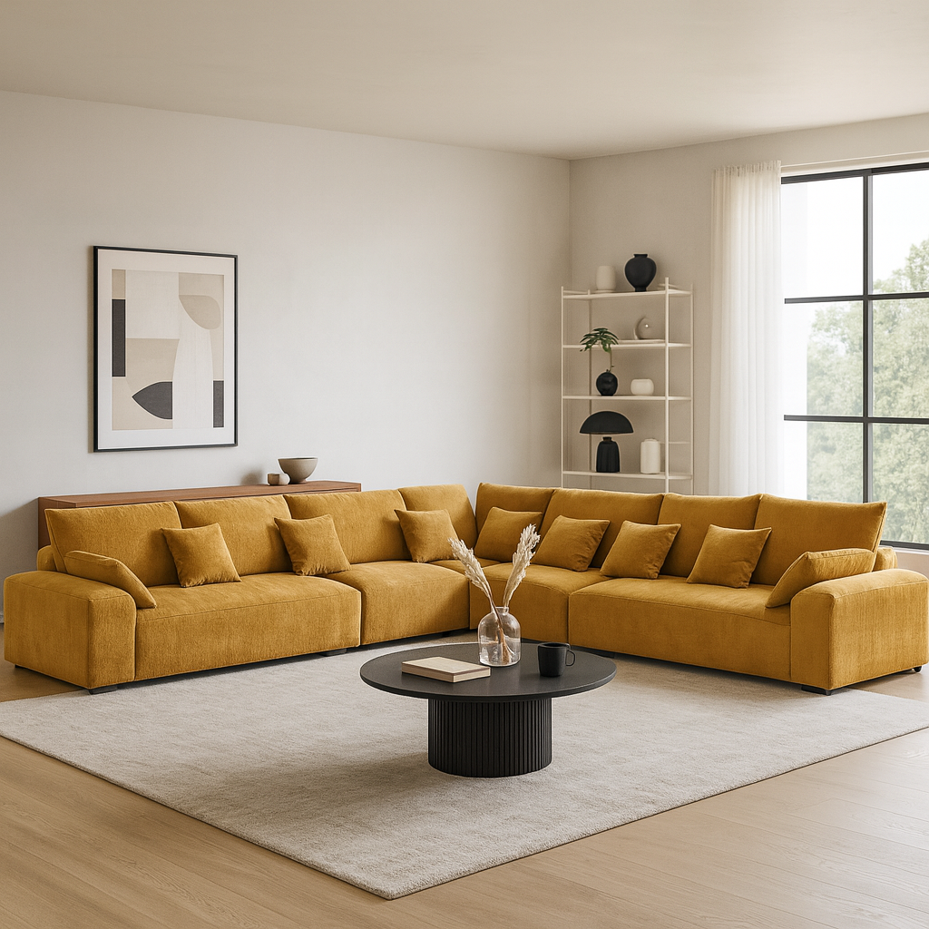 The Empress Yellow Corner Sectional Sofa-Yellow