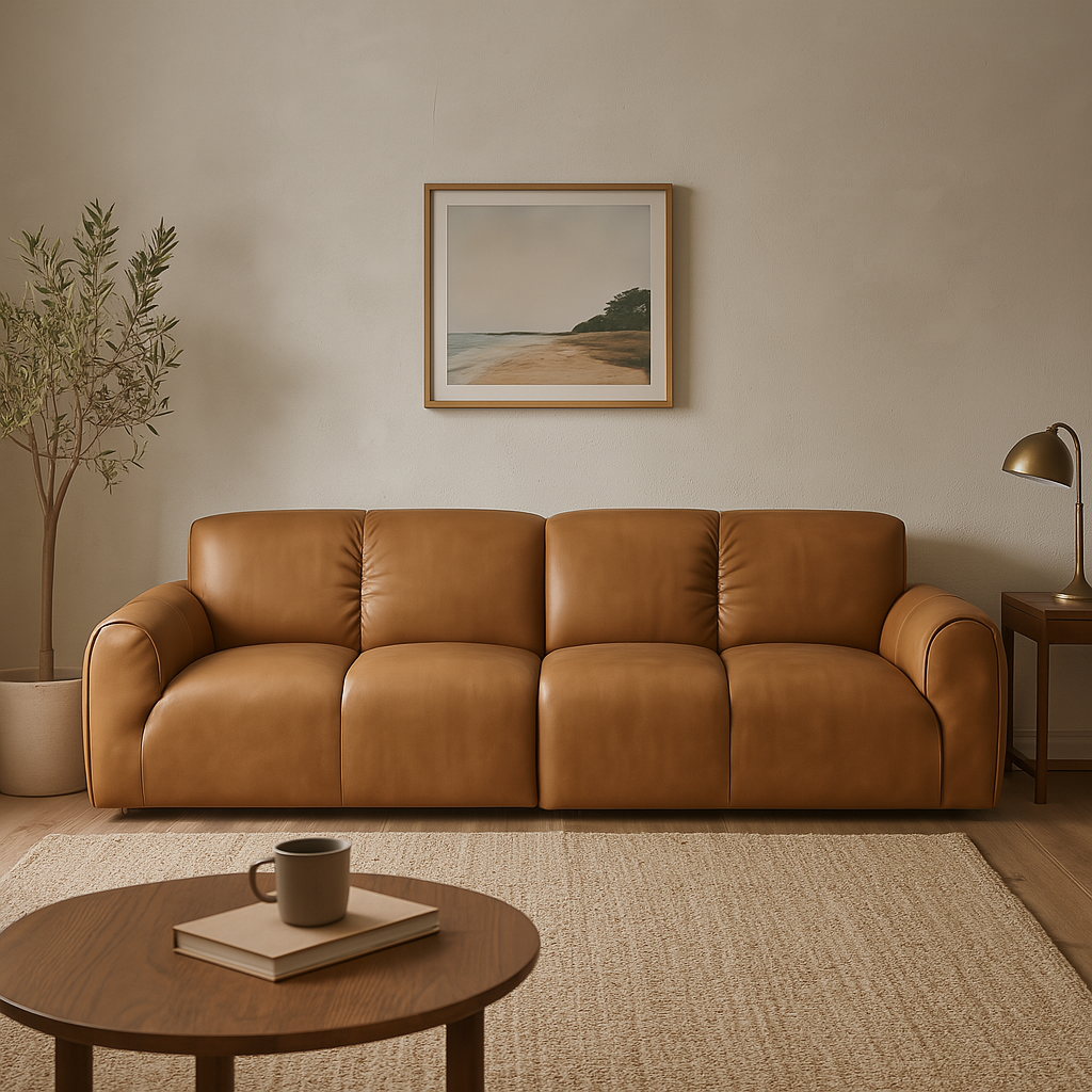 Rex Leather Sofa-Tan