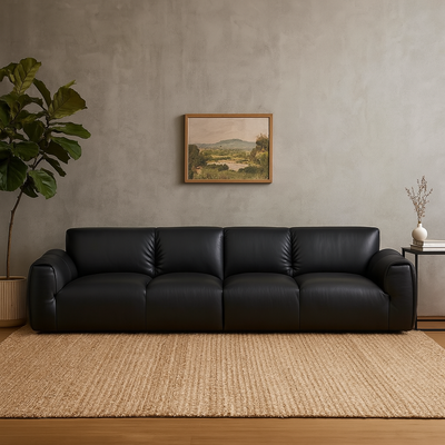 Rex Leather Sofa-Black