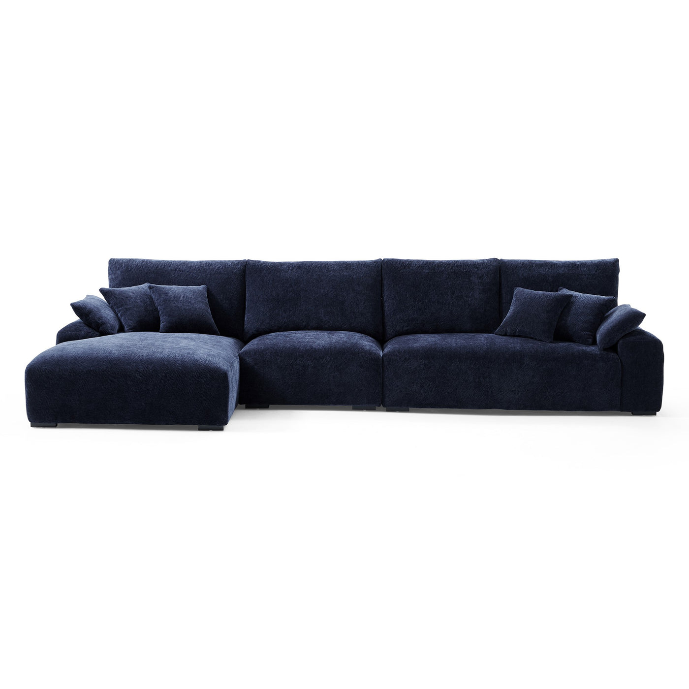The Empress Navy Blue Sectional-Navy Blue-150.8"-Facing Left