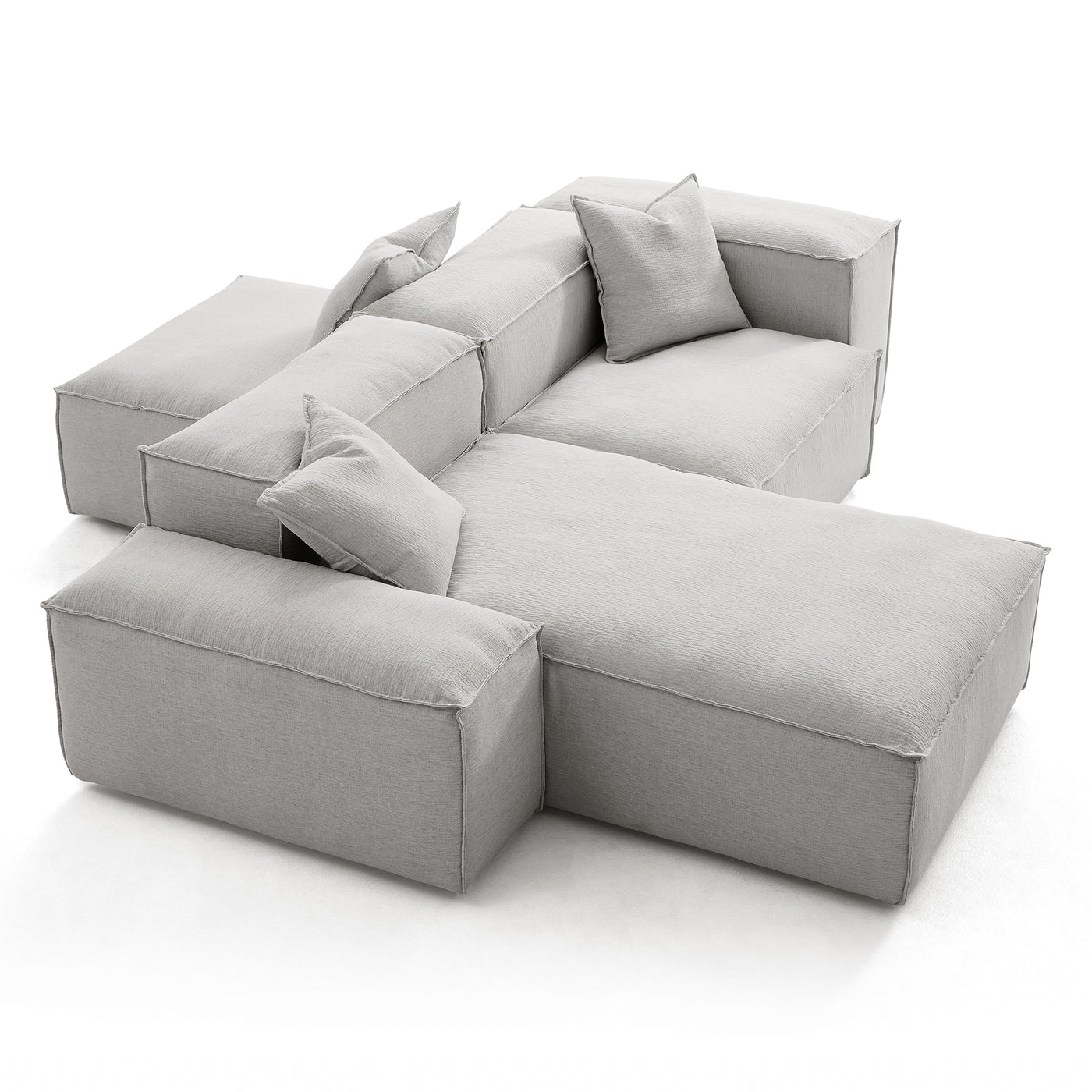 Freedom Modular Khaki Double Sided Sectional Sofa-Gray-106.3″-Low & High