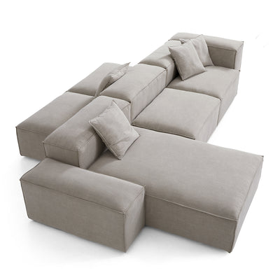 Freedom Modular New Gray Double Sided Sectional Sofa-Sand-143.7"-Low & High