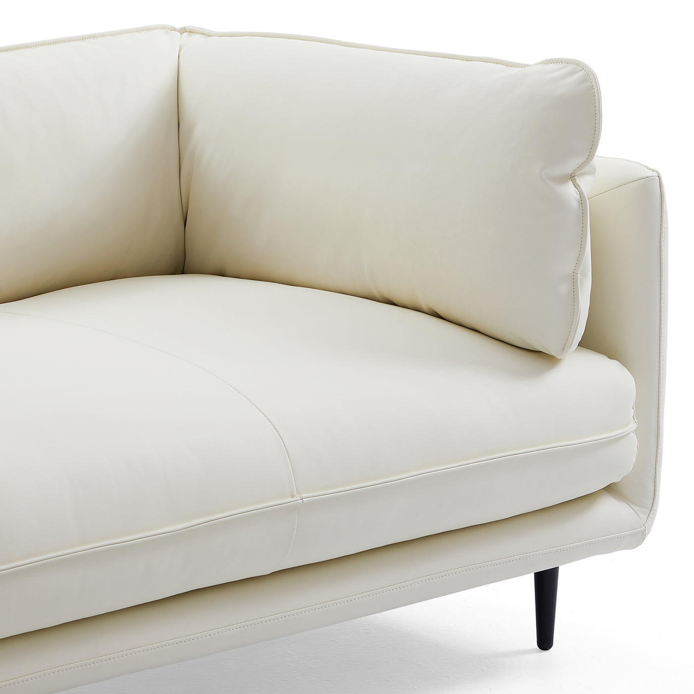 Vanilla White Leather Sofa-White