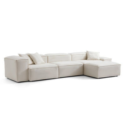 Freedom Modular Sofa with Ottoman-Beige-143.7"-Low & High