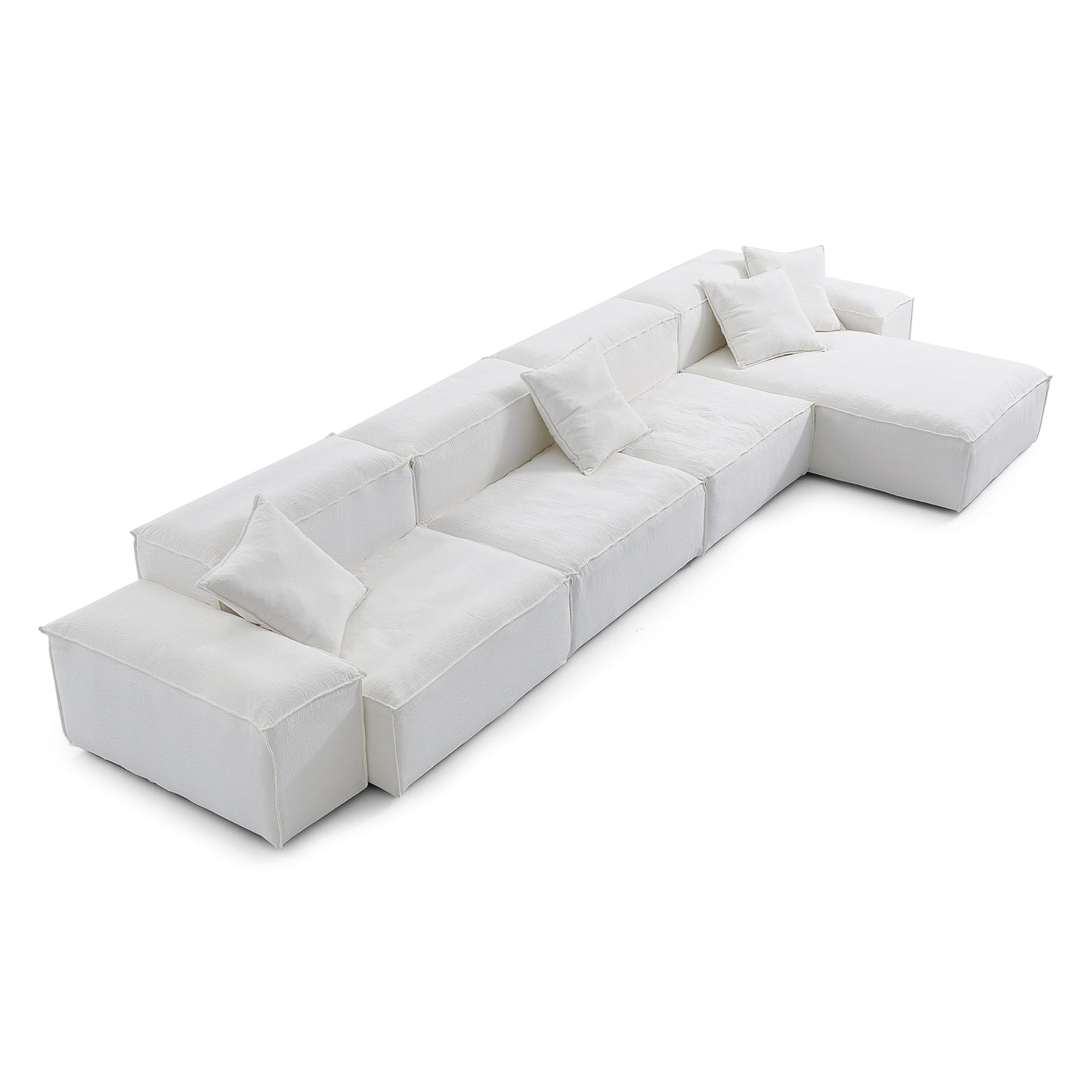 Freedom Modular Khaki Sectional Sofa-White-Low-181.1″