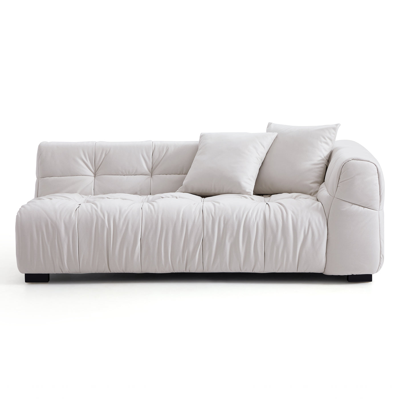 Boba Cream Leathaire Sectional Sofa-White