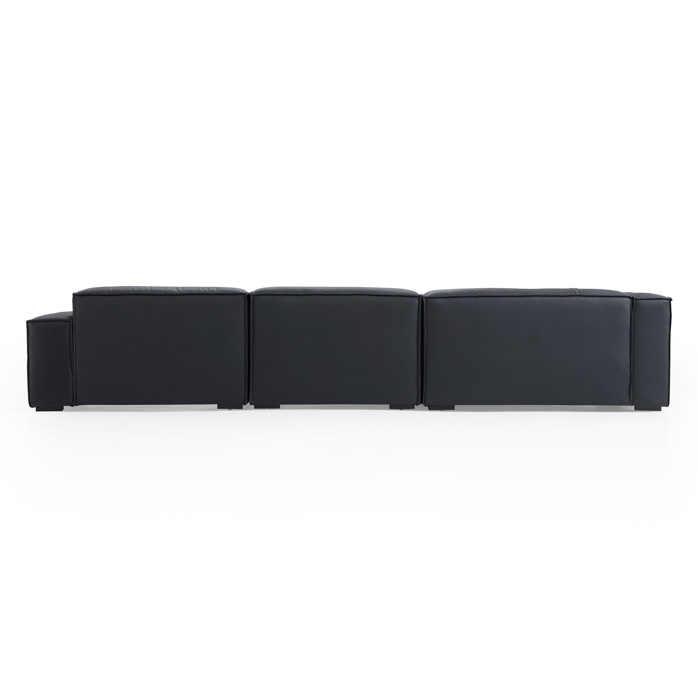 Luxury Minimalist Black Leather Sectional-Black-145.7″