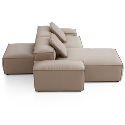 Flex Modular Khaki Genuine Leather Double Sided Sectional-Khaki-105.5"-Low