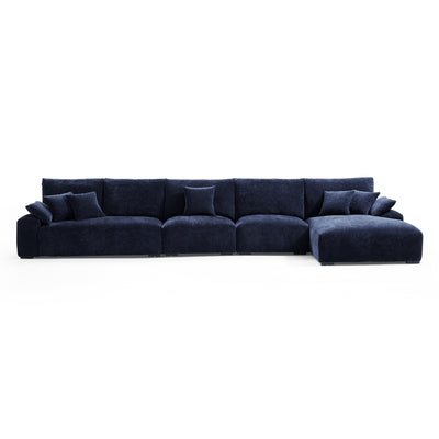 The Empress Navy Blue Sectional-Navy Blue-186.2"-Facing Right