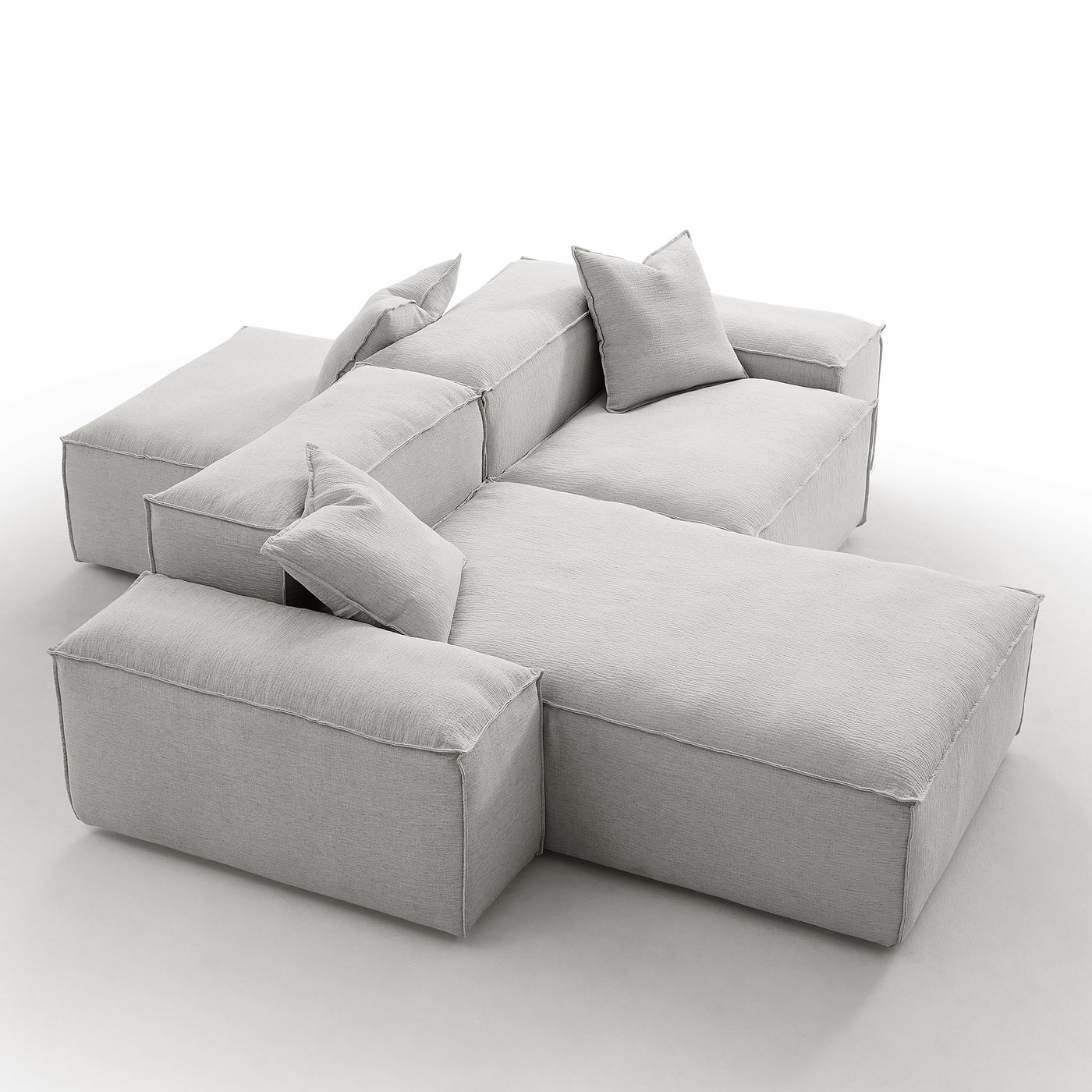 Freedom Modular White Double Sided Sectional Sofa-Gray-106.3″-Low