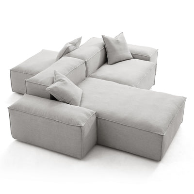 Freedom Modular Khaki Double Sided Sectional Sofa-Gray-143.7″-Low