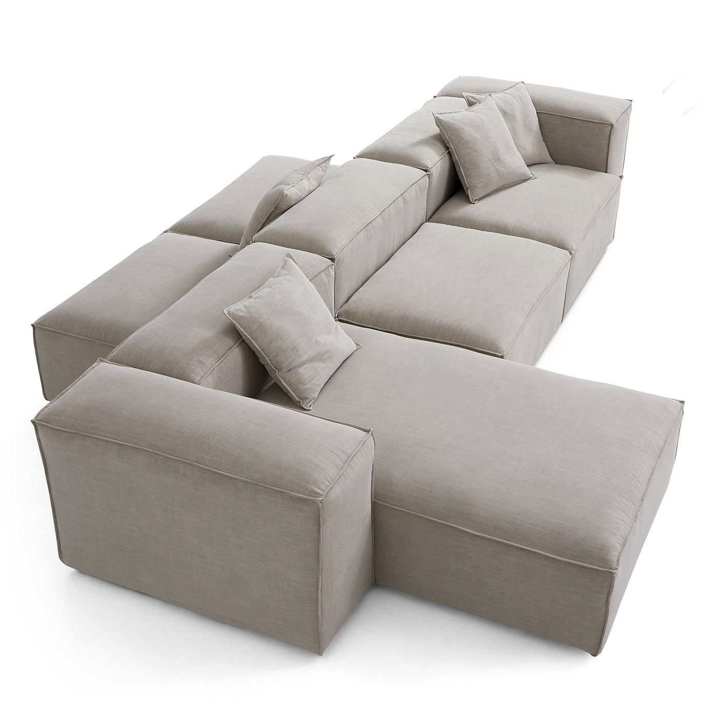 Freedom Modular New Gray Double Sided Sectional Sofa-Sand-143.7"-High