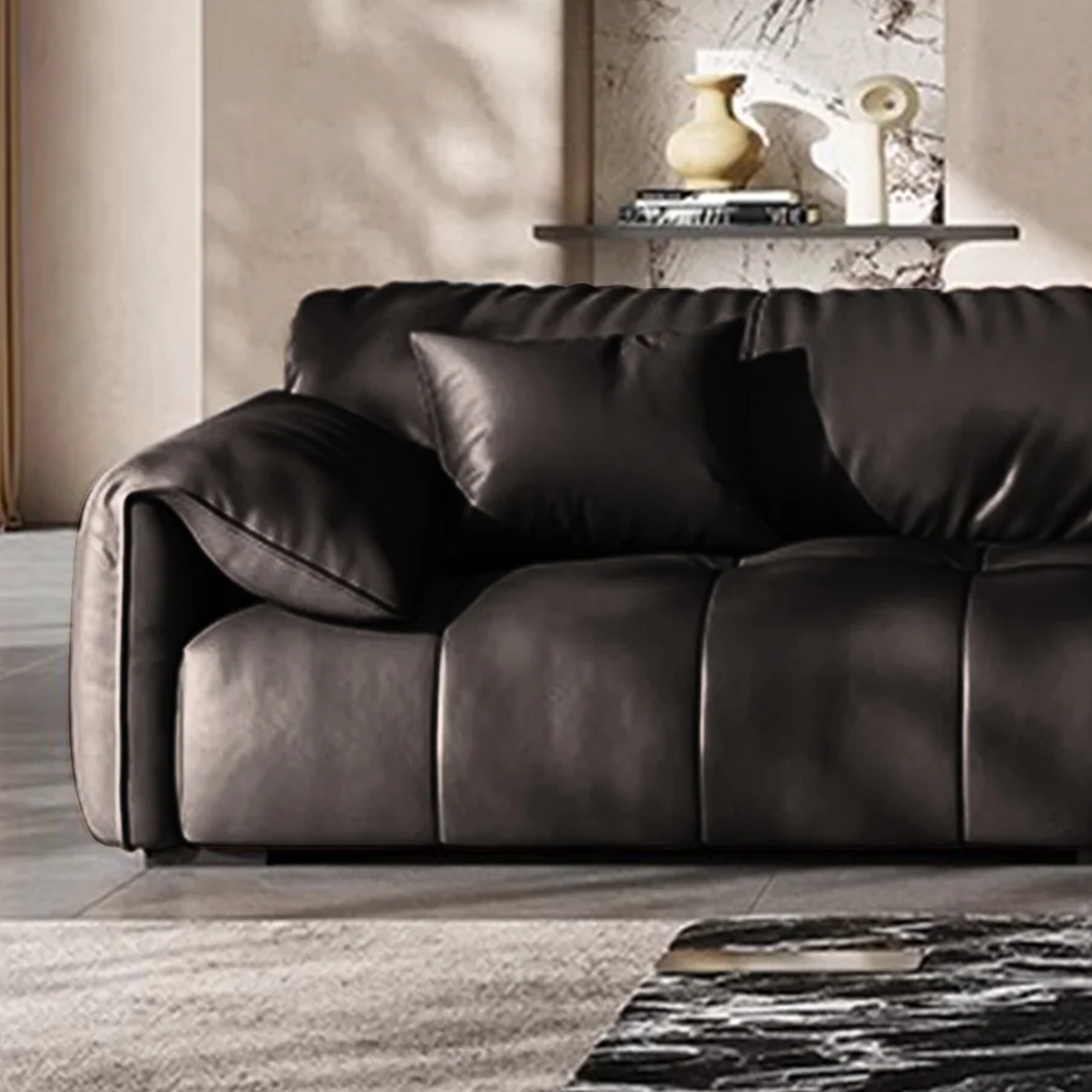 Anorea Brown Contemporary Minimalist Sofa