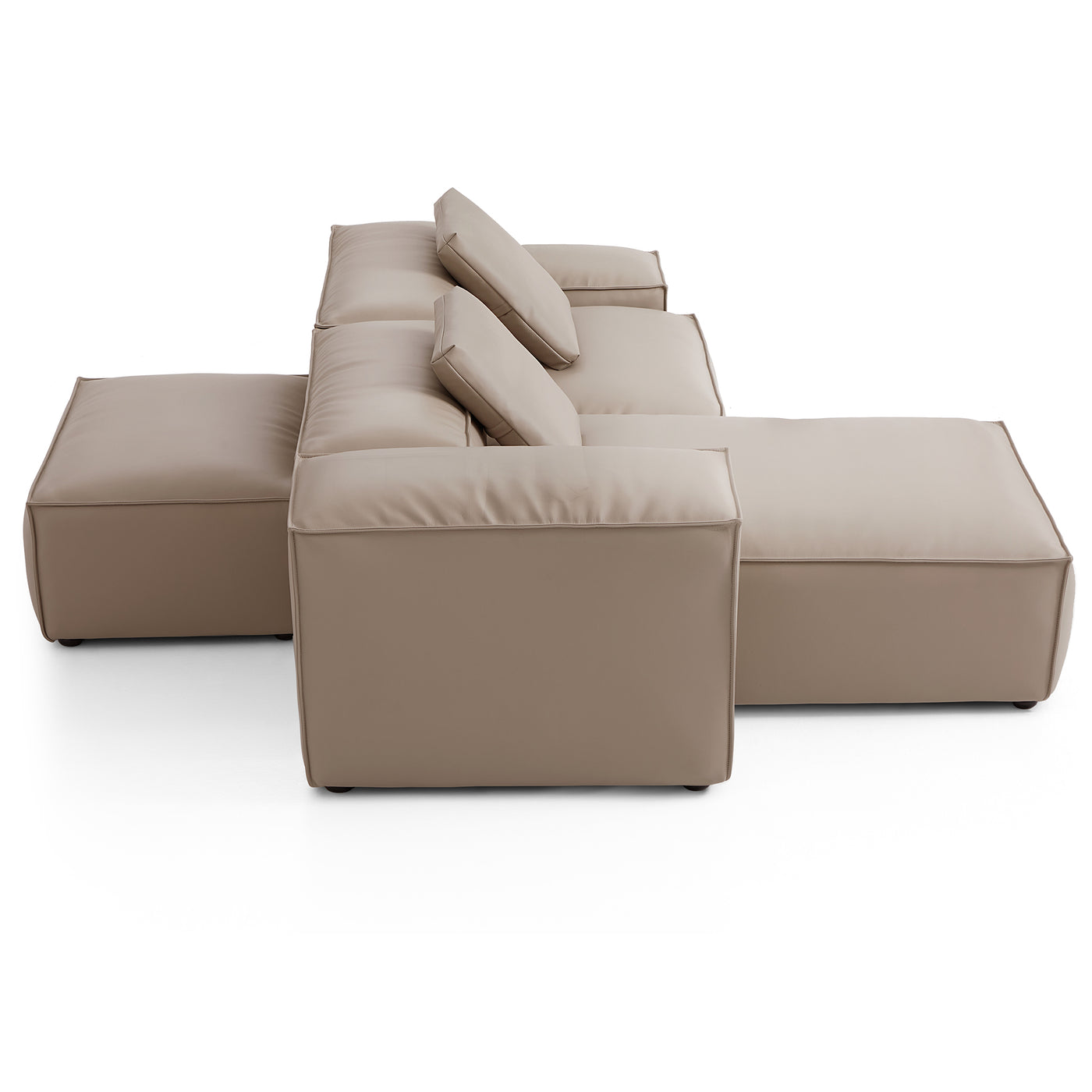 Flex Modular Khaki Genuine Leather Double Sided Sectional-Khaki-105.5"-Low & High