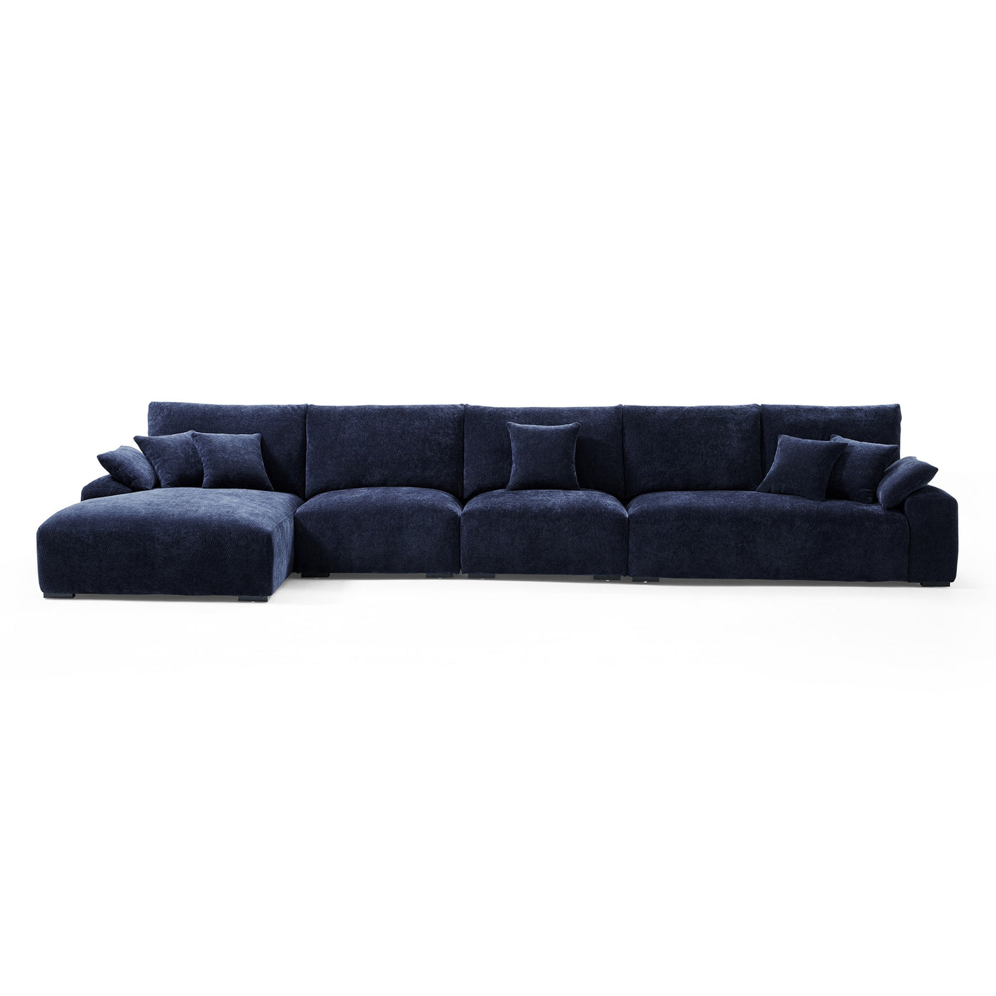 The Empress Navy Blue Sectional-Navy Blue-186.2"-Facing Left