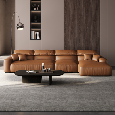Chestnut Tan Leather Sectional