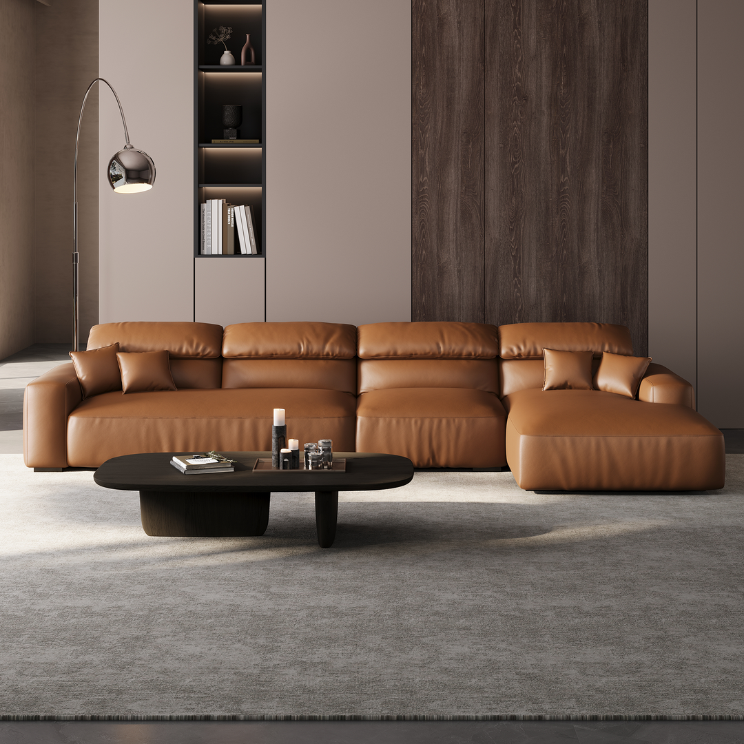 Chestnut Tan Leather Sectional