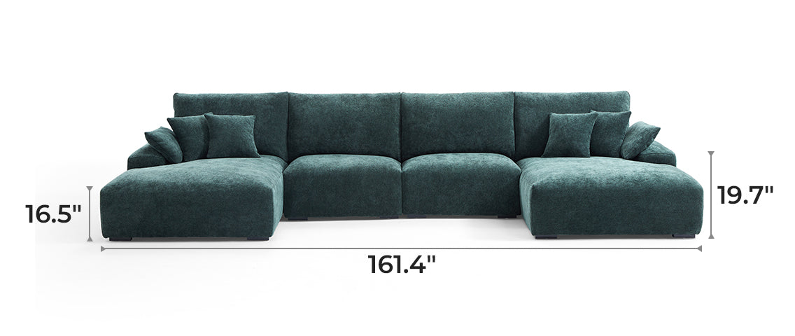 The Empress Navy Blue U-Shaped Sectional