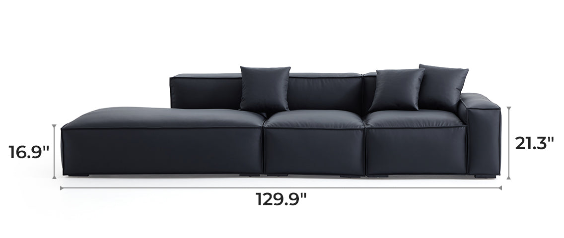 Geometry Minimalist Black Leather Sofa