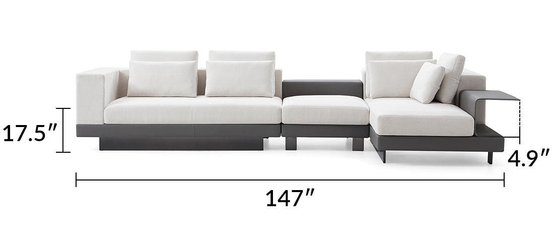 Connery Minimalist White Sectional