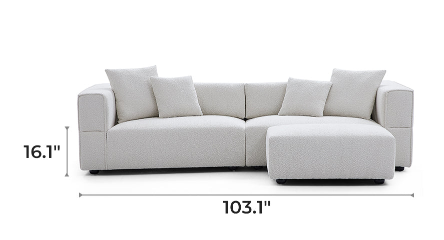 Nordic Modern Creamy Sofa with Ottoman