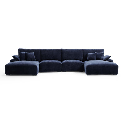 The Empress Green U Shaped Sectional-Navy Blue-161.4"