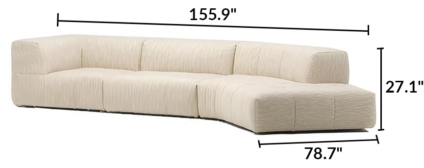 Almond Cream Curved Sectional Sofa