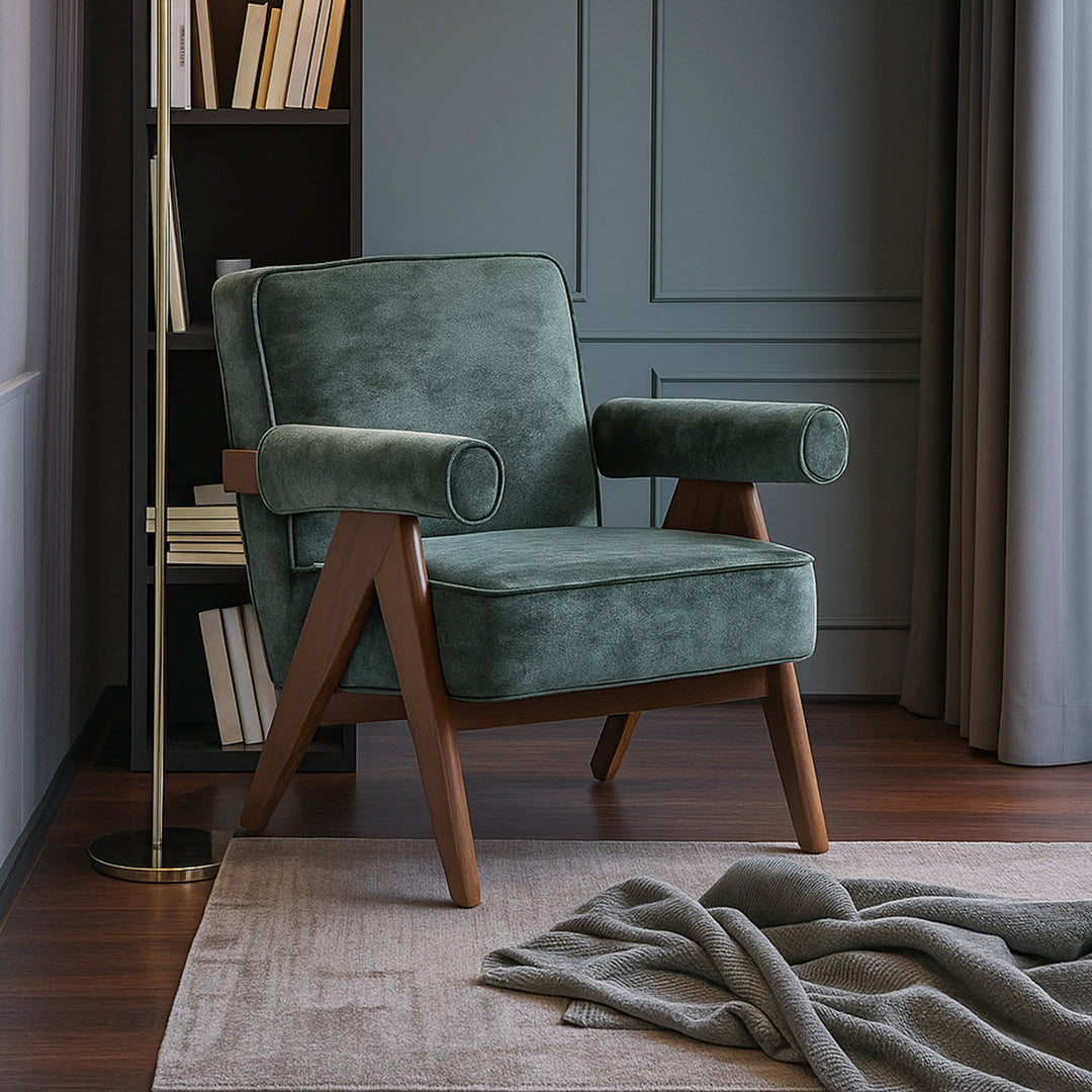 Wooster Green Chenille Velvet Accent Chair