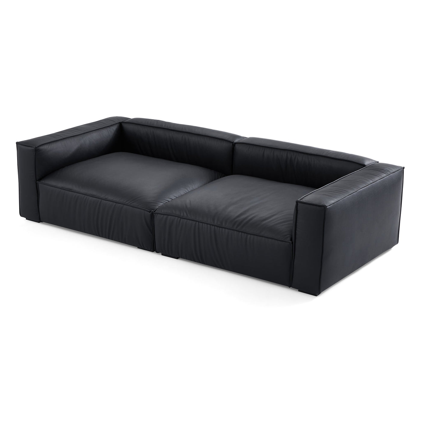 Luxury Minimalist Dark Brown Leather Daybed Sofa-Black