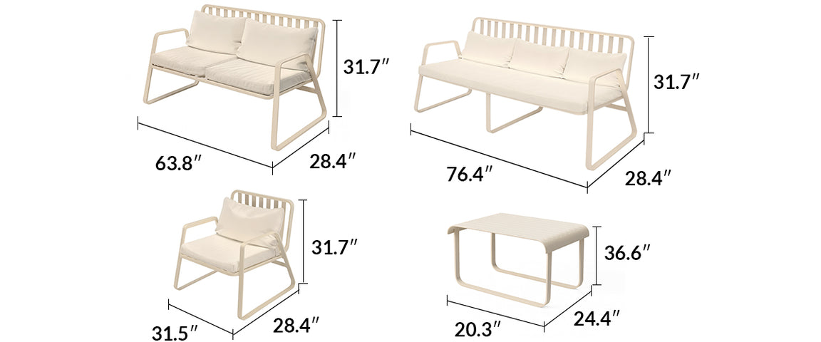 Mykonos Aluminum Outdoor Patio Conversation Set with Cushions