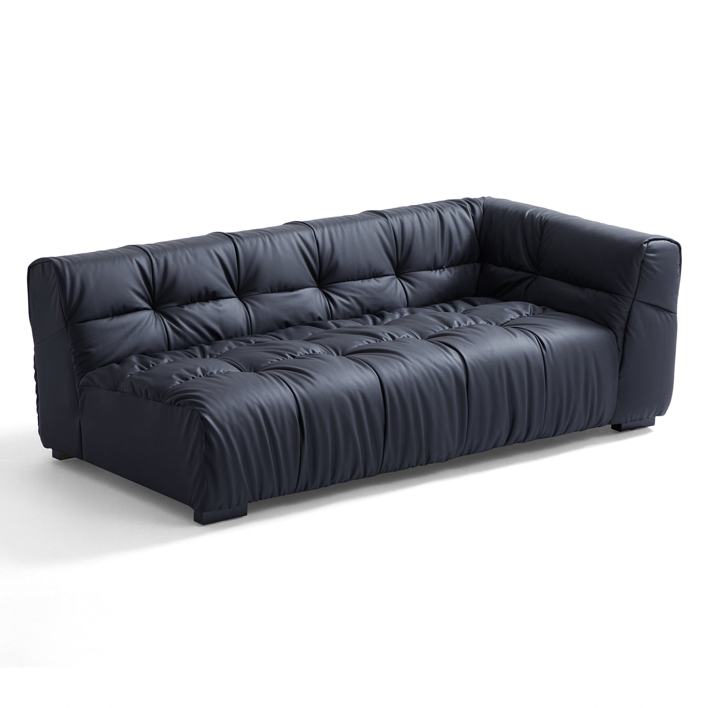 Boba Cream Leathaire Sectional Sofa-Black