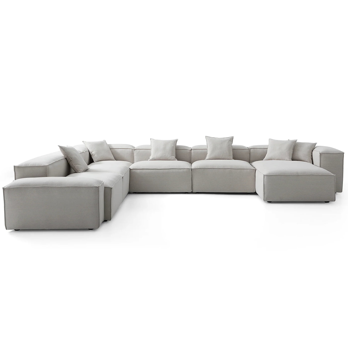 Freedom Modular Khaki U Shaped Sectional Sofa-Gray-181.1"-Low & High