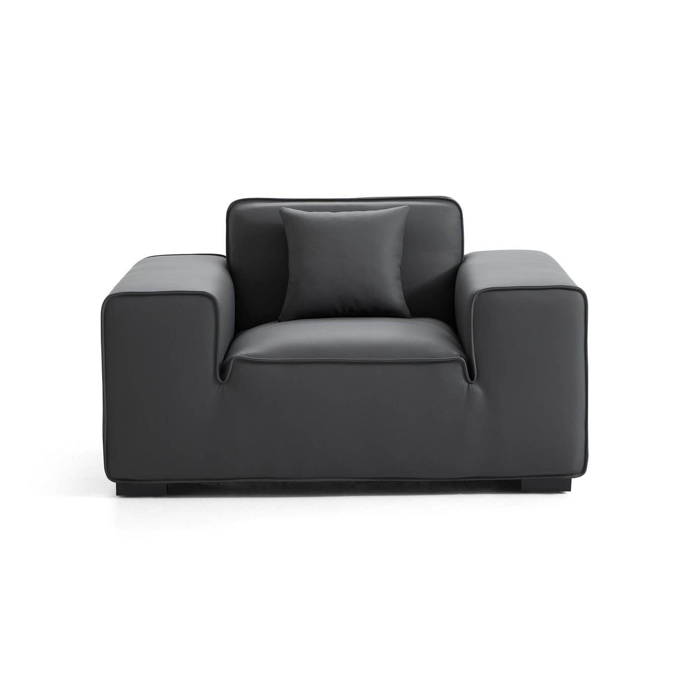 Domus Modular Black Leather Sofa Set-Dark Gray