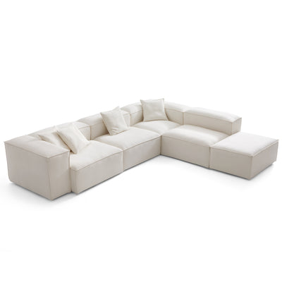 Freedom Modular Beige L Shaped Sectional and Ottoman-Beige-143.7"-High