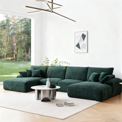 The Empress Green U Shaped Sectional-Green