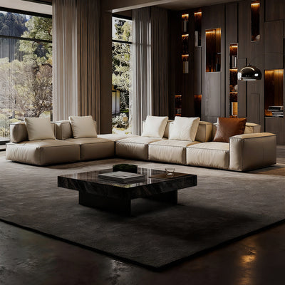 Sugar Cube Leather Sectional