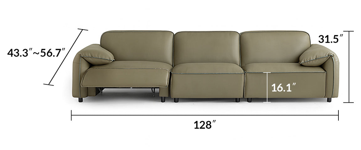 Elara Top Grain Leather Power Recliner Sofa