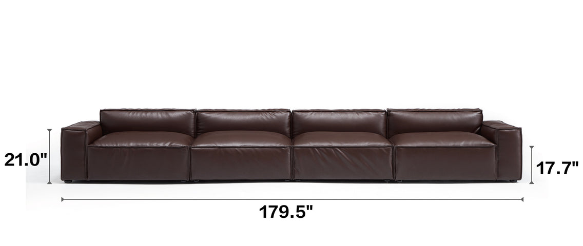 Luxury Minimalist Dark Brown Leather Sofa