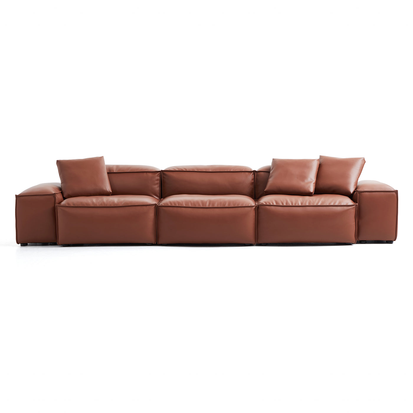 Flex Modular Brown Genuine Leather Sofa-Brown-hidden