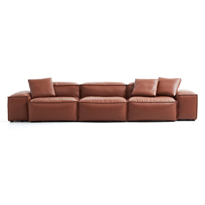 Flex Modular Brown Genuine Leather Sofa-Brown-hidden