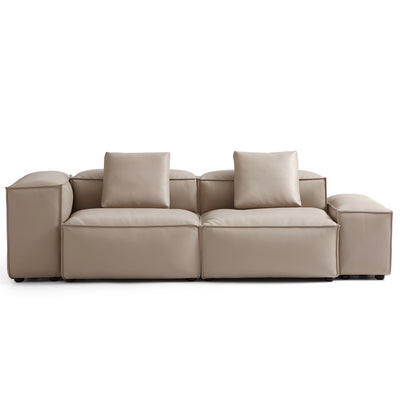 Flex Modular Khaki Genuine Leather Sofa-Khaki-105.5"-Low & High