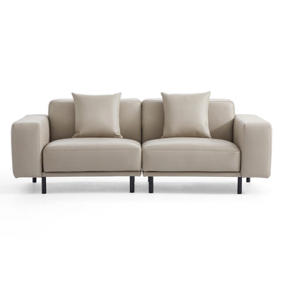 Noble Dark Gray Leather Sofa Set-Beige